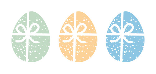 Illustration of set decoration eggs with ribbon.