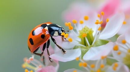 Insects in their natural habitats or on flowers background