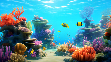 coral reef and fishes underwater aquarium wallpaper
