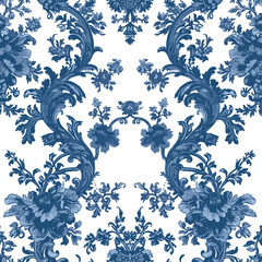 Toile De Jouy Vintage Floral Seamless Pattern Elegant Vector Graphics 12 - 755561292