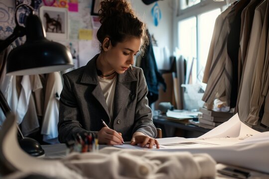 Modern fashion designer working in the studio