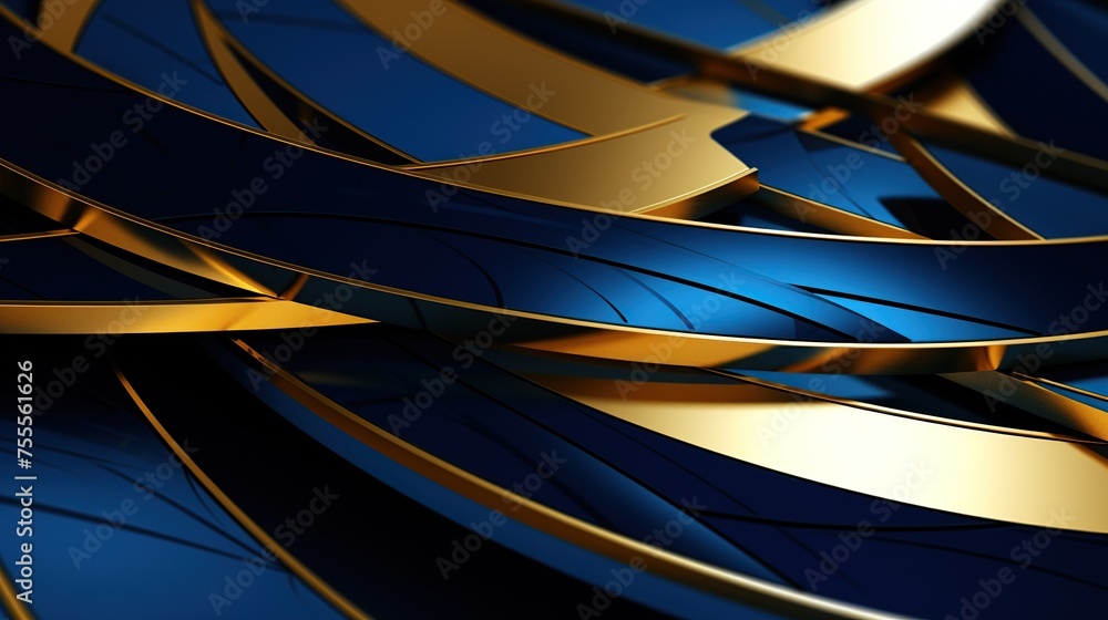 Poster abstract design of sharp blue and gold angular slices, perfect for modern backgrounds in technology,