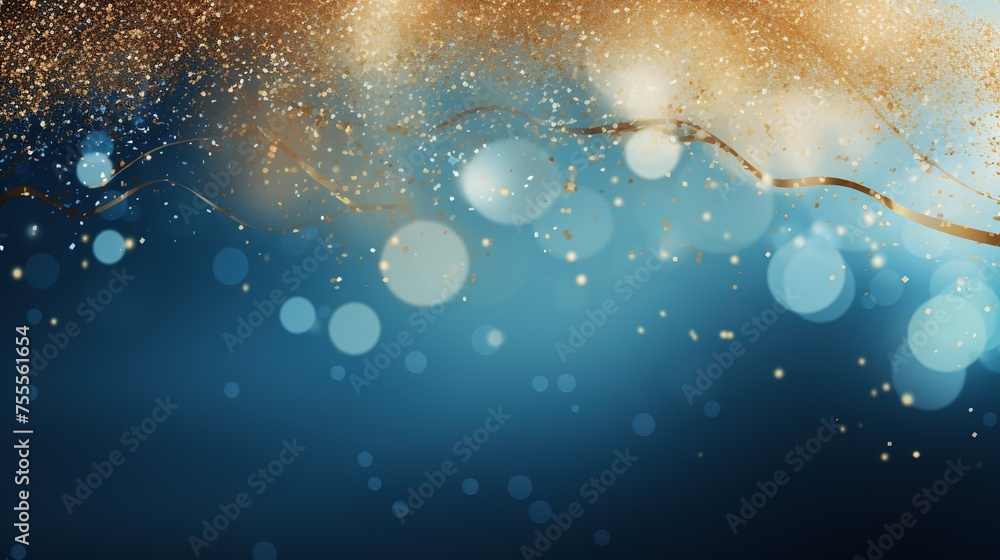 Aufkleber a captivating scene with gold stardust scattering across a deep blue background, evoking a celestial