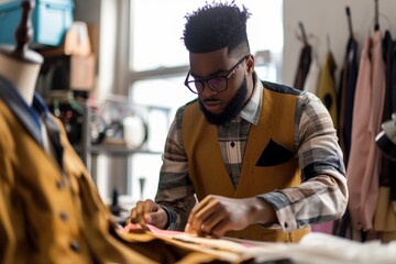 Fototapeta premium Modern fashion designer working in the studio