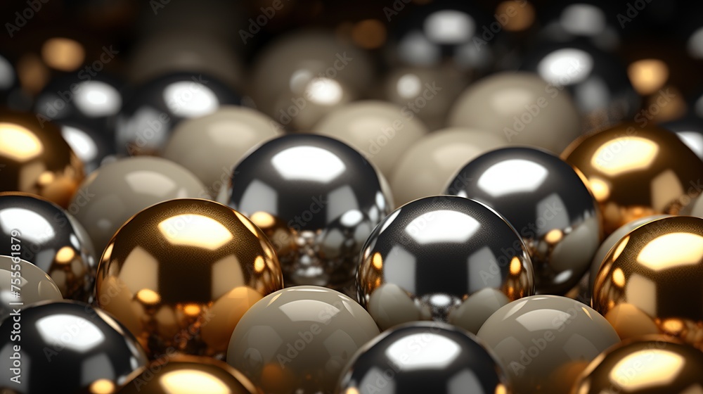 Poster a vivid array of gold and silver geometric shapes, creating a lustrous and modern backdrop, ideal fo
