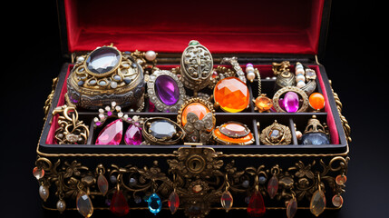Jewelry box with various jewelry