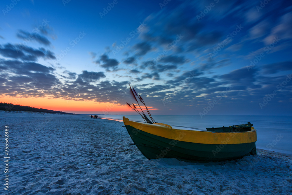 Wall mural baltic sea beach in jantar at sunset. poland