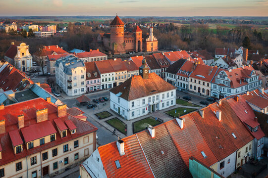 Teutonic castle in Reszel at sunset, Poland.