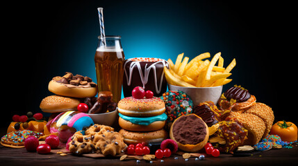 Junk food concept: Unhealthy food background.