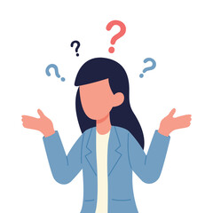 Confused women in doubts and thoughts vector illustration