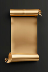 Empty golden scroll with copy space vertical background