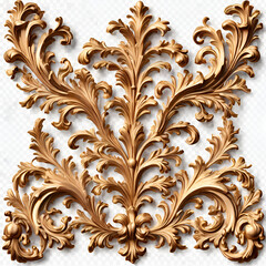 Golden baroque ornament on white background,ornamental, golden pattern, elaborate design, decorative art, 
