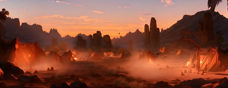firecamp desert 4K Video