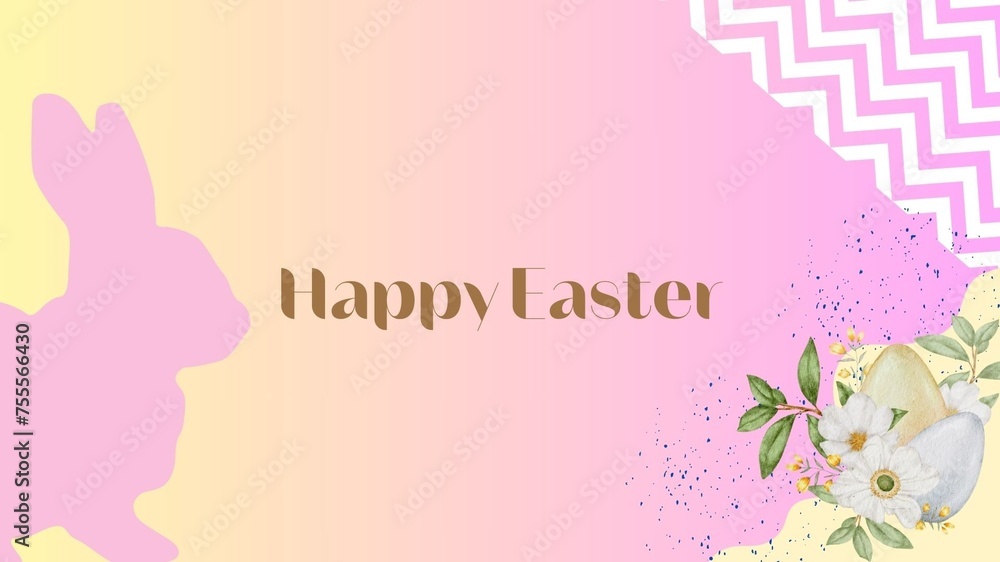 Wall mural easter card with bunny, 