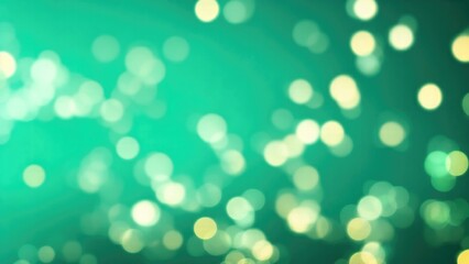 Obraz premium Abstract blur bokeh banner background. Gold bokeh on defocused Cyan and Green background
