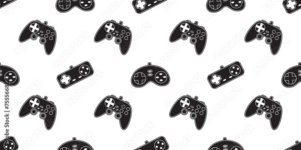 Aufkleber vector game seamless pattern. gamepad controllers on white background. gaming joysticks icons in doo