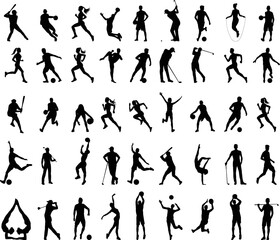 people doing sports, set, collection, vector