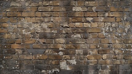 Old brick wall with brown-gray paint