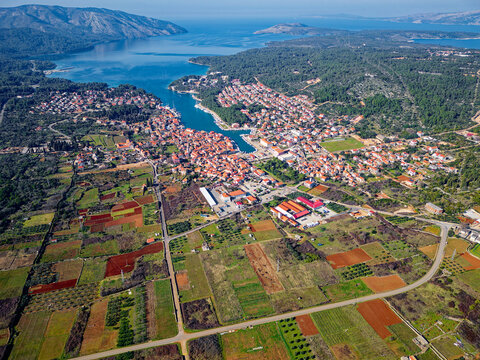 View of Stari Grad Plain Hvar Island in Croatia. The Stari Grad Plain is an incredible Unesco World Heritage Site, where the farming techniques practically haven&rsquo;t changed since the 4th century BC.