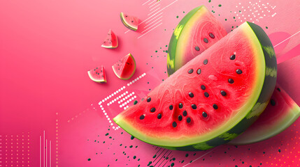 Geometric Refreshment: Creative Watermelon Collages with Copy Space