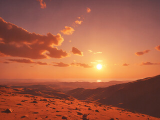 sunset sky in the dry desert