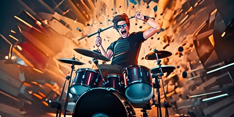 Rock drums. enthusiastic playing. 4K Video