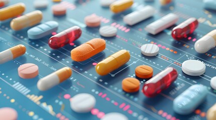 Assorted medication capsules and tablets in blister packs