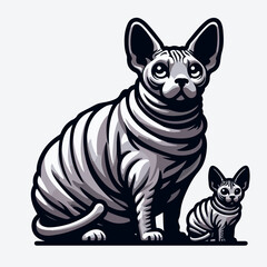 Sphynx cat Vector illustration logo icon sticker tattoo.
