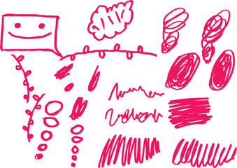 Handwritten doodle elements. Pen underline line stroke, Pencil scribble textures. Vector charcoal brush strokes. Hand-drawn kids crayon lines, Chalk pen highlight stroke.