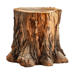 Photorealistic tree trunk, half cut, isolated on transparent background.