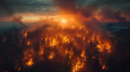 Enormous wildfire threatens biodiversity, underscoring fragility of ecosystems - obrazy, fototapety, plakaty