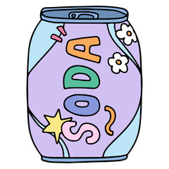 Sodas. Hand drawn Vector of Drinks in aluminum Cans.