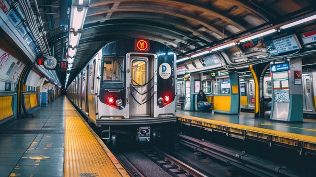 Subway train captured in an image