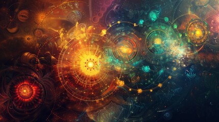Obraz premium Abstract esoteric background, magical wallpaper, digital art