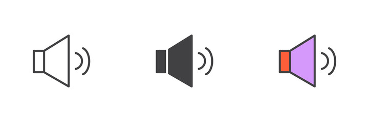 Speaker sound different style icon set