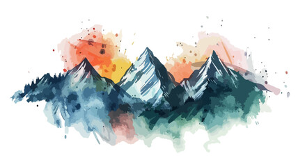 Berge Wasserfarben Natur Landschaft Alpen Vektor