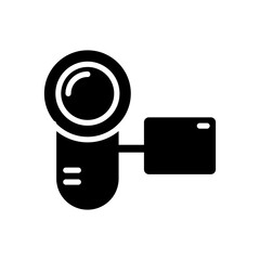 Video camera glyph vector icon isolated on white background. Video camera glyph vector icon for web, mobile and ui design