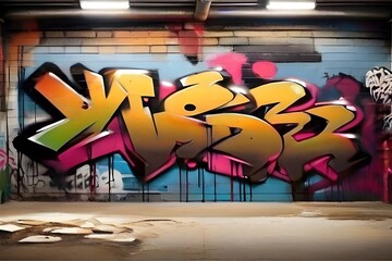 Graffiti on the wall. Street art grunge wallpaper. Generative AI