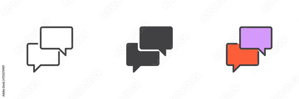 Poster speech bubbles different style icon set