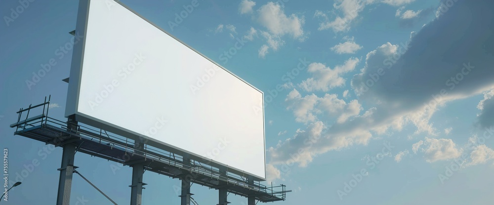 Poster a dynamic 3d mockup of an outdoor billboard featuring an empty space for custom text, set against a 