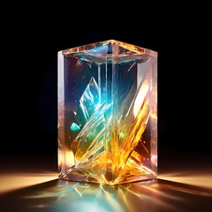 crystal glass cube. Generative AI