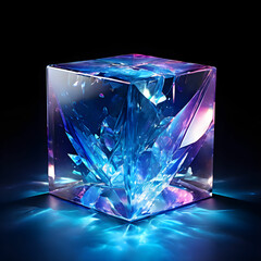 crystal glass cube. Generative AI