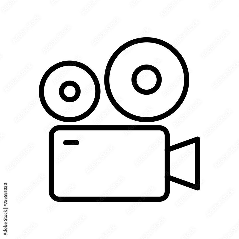 Poster video camera outline vector icon isolated on white background. video camera line vector icon for web