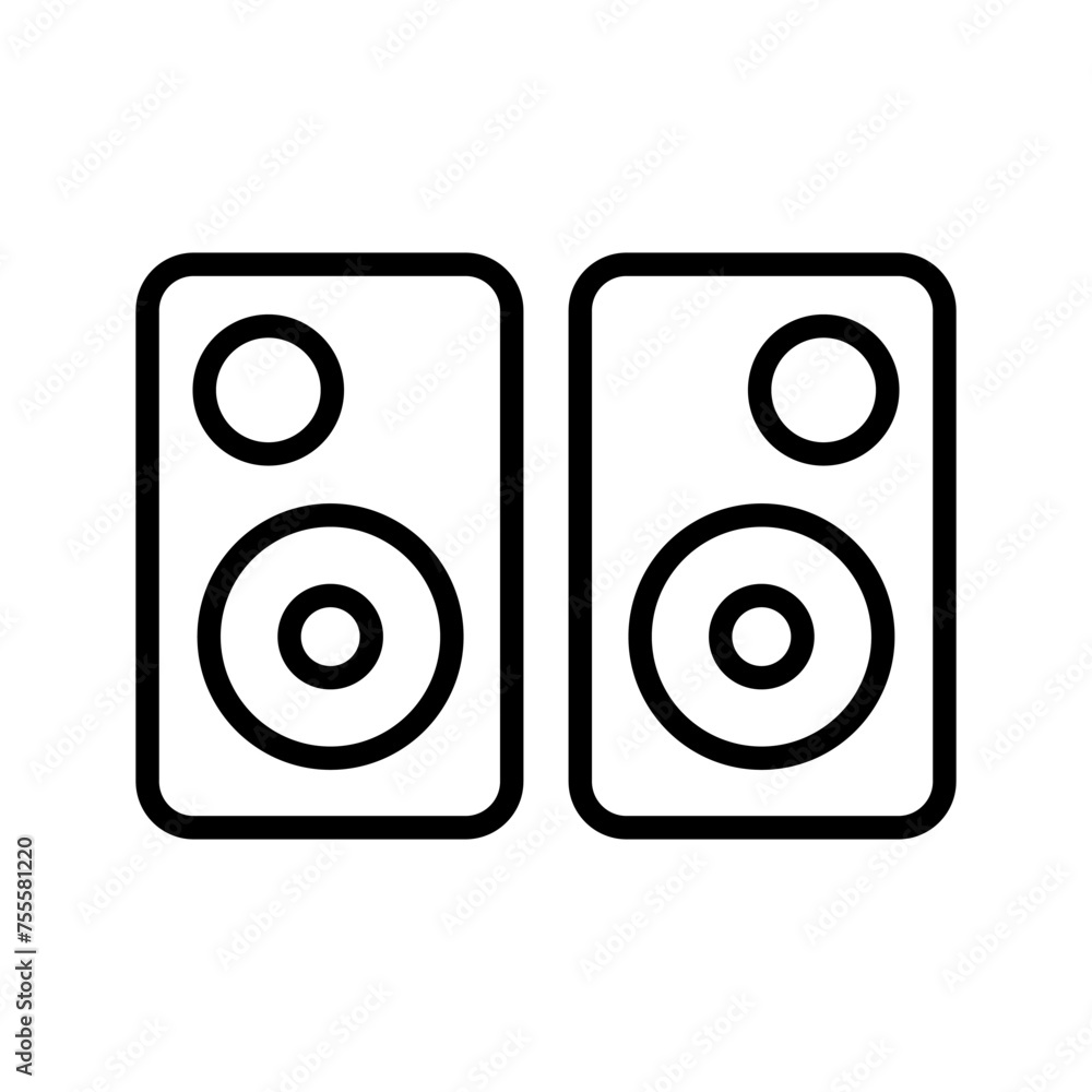 Poster audio speakers outline vector icon isolated on white background. audio speakers line vector icon for