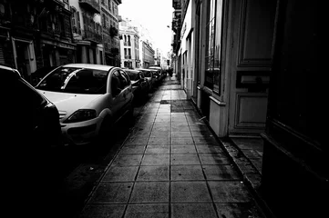 Fotobehang black and white cars © nikolas