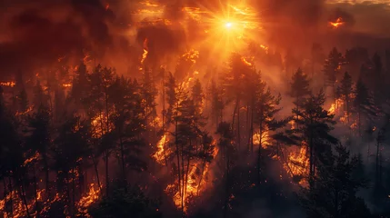 Keuken spatwand met foto Gigantic blaze consumes acres of trees, stark reminder of the climate emergency © Emiliia