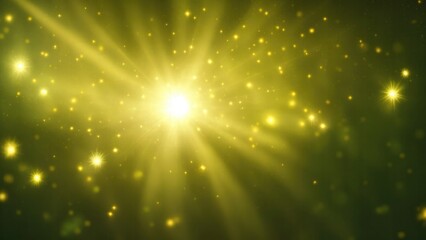 Brown light burst, abstract beautiful rays of lights on a  dark Green background with the color of yellow, golden sparkling backdrop, and blur bokeh