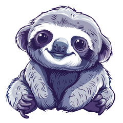 Fototapeta premium Cute cartoon sloth. Vector illustration isolated on white background.