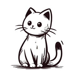  Illustrator Artwork of a cat,colouring sketch of cat