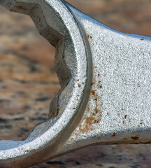 Close up of a wrench with rust spots - 755583259